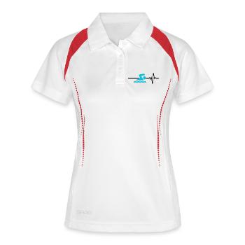 Swimming is my life, heartbeat, triathlon - Women's Polo breathable - white/navy - Front