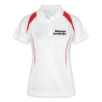 BILDUNGSFERNBÜRGER. DUMME MENSCHEN, SARKASMUS - Frauen Polo atmungsaktiv - Weiß/Navy - Vorne
