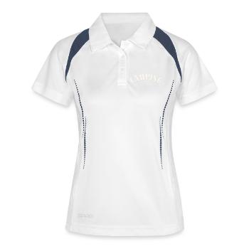 Camping Crew - Frauen Polo atmungsaktiv - Weiß/Navy - Vorne