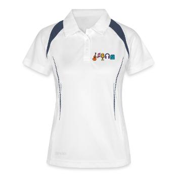 Musik Leidenschaft Sound Wellen Design Geschenk - Frauen Polo atmungsaktiv - Weiß/Navy - Vorne