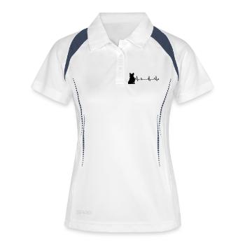 Hund - Frauen Polo atmungsaktiv - Weiß/Navy - Vorne