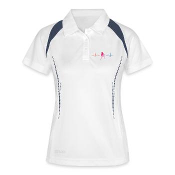 Boulderer Herzschlag Boulder Bouldern - Frauen Polo atmungsaktiv - Weiß/Navy - Vorne