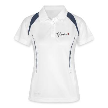 Conception typographique Glow Heart - Polo respirant Femme - blanc/marine - Devant