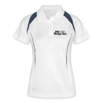 Mehr Liebe Weniger Hass outfit csd  Demokratie Fan - Frauen Polo atmungsaktiv - Weiß/Navy - Vorne