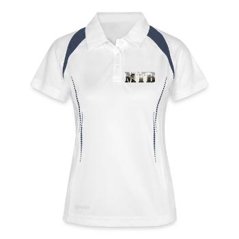 MTB Mountainbike - Frauen Polo atmungsaktiv - Weiß/Navy - Vorne