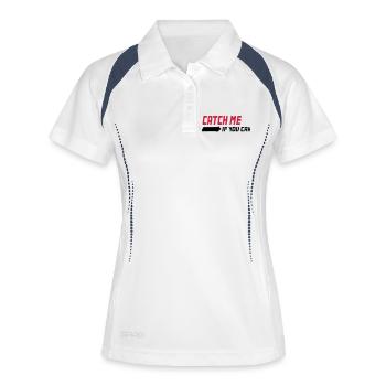 Catch me if you can - Frauen Polo atmungsaktiv - Weiß/Navy - Vorne