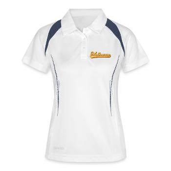 Melbourne Gold Retro Schrift - Frauen Polo atmungsaktiv - Weiß/Navy - Vorne