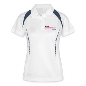 Mama lädt... Bitte warten - Werdende Mutter - Frauen Polo atmungsaktiv - Weiß/Navy - Vorne