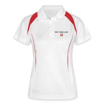 Drapeau suisse, fabriqué en Suisse - Polo respirant Femme - blanc/marine - Devant