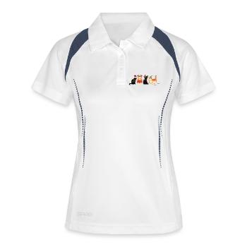 Chat à Noël - Polo respirant Femme - blanc/marine - Devant