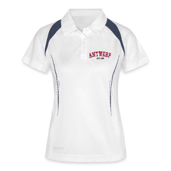Antwerpen Est. 1975 - Frauen Polo atmungsaktiv - Weiß/Navy - Vorne