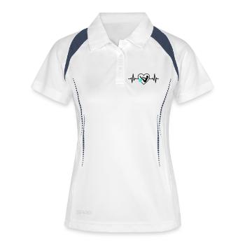 Pilates Heart Femme Silhouette Fitness Training - Polo respirant Femme - blanc/marine - Devant
