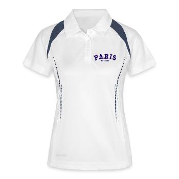 Paris gegründet 1966 - Frauen Polo atmungsaktiv - Weiß/Navy - Vorne