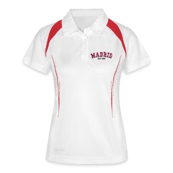 Madrid gegründet 1966 - Frauen Polo atmungsaktiv - Weiß/Navy - Vorne