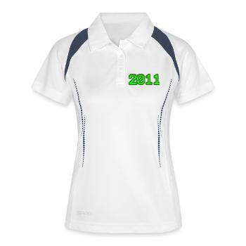 Computer 2011 - Frauen Polo atmungsaktiv - Weiß/Navy - Vorne