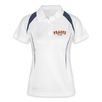 Prag gegründet 1996 - Frauen Polo atmungsaktiv - Weiß/Navy - Vorne