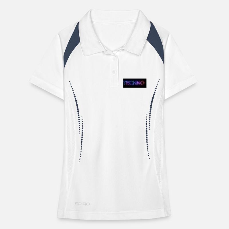 Techno Neon Glitch Text Frauen Polo atmungsaktiv