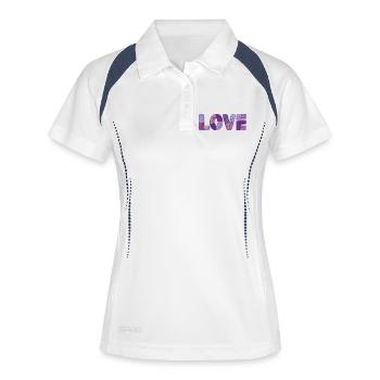 Patchwork Love – Trend Print - Women's Polo breathable - white/navy - Front