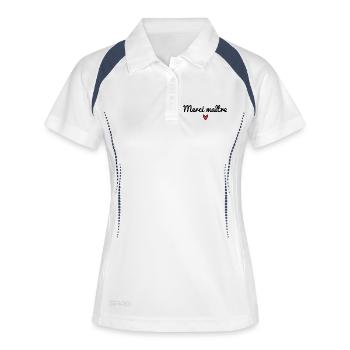 MAÎTRE. MAITRE. MERCI. MERCI MAÎTRE. CADEAU - Polo respirant Femme - blanc/marine - Devant