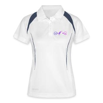 Geschenkidee für einen Tennis mit Tennis - Frauen Polo atmungsaktiv - Weiß/Navy - Vorne