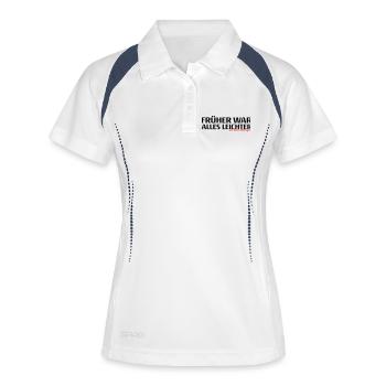 Frueher War Alles Leichter Spruch - Frauen Polo atmungsaktiv - Weiß/Navy - Vorne