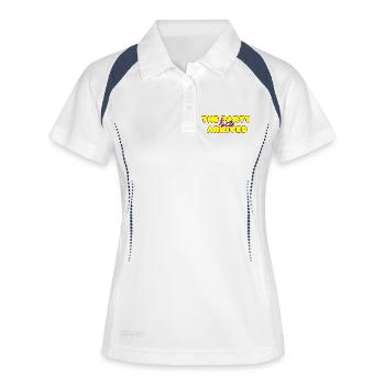THE PARTY HAS ARRIVED, KANN LOS GEHEN MAUS - Frauen Polo atmungsaktiv - Weiß/Navy - Vorne