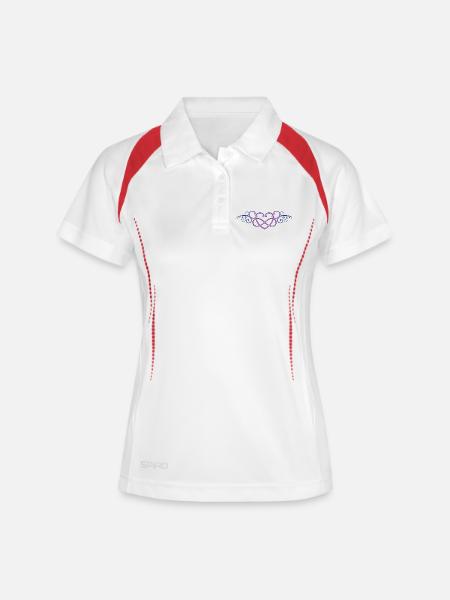 Coeur avec signe de l'infini, rose - Polo respirant Femme - blanc/marine