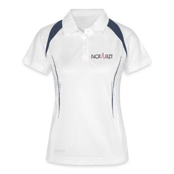 Notarzt Schriftzug - Frauen Polo atmungsaktiv - Weiß/Navy - Vorne