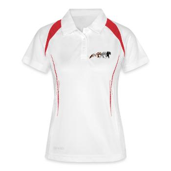 Chevaux, poneys, animaux, étalon, animal - Polo respirant Femme - blanc/marine - Devant
