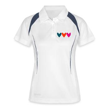 PAAR. ICH HABE GERADE GEHEIRATET. Junggesellinnenabschied. VALENTINSTAG. LIEBE. - Frauen Polo atmungsaktiv - Weiß/Navy - Vorne