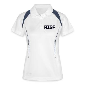 RIGA Latvia Lettland - Frauen Polo atmungsaktiv - Weiß/Navy - Vorne