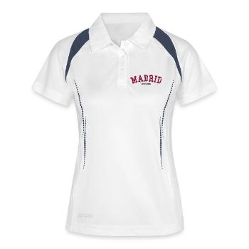 Madrid_Est_1985 - Frauen Polo atmungsaktiv - Weiß/Navy - Vorne