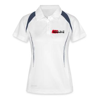 DEADLINE LIFE – lass uns reden. - Frauen Polo atmungsaktiv - Weiß/Navy - Vorne