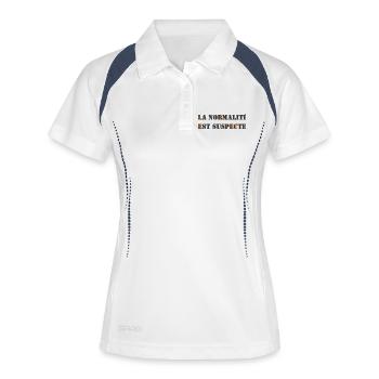 NORMALITÄT IST VERDÄCHTIG - Frauen Polo atmungsaktiv - Weiß/Navy - Vorne