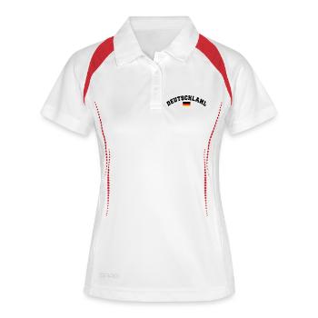 DEUTSCHLAND GERMANY EUROPA DEUTSCHE SPORT FAN - Frauen Polo atmungsaktiv - Weiß/Navy - Vorne