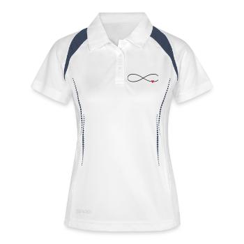 Unendlichkeitszeichen Herz unendliche Liebe - Frauen Polo atmungsaktiv - Weiß/Navy - Vorne