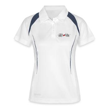 Deux cyclistes avec le rythme cardiaque - Polo respirant Femme - blanc/marine - Devant