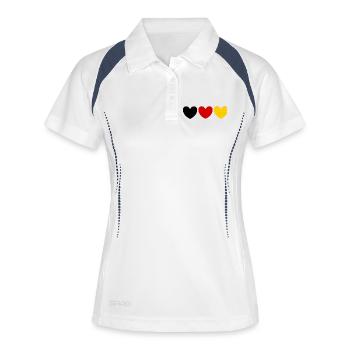 Maillot de fan en forme de cœur des couleurs de l’Allemagne - Polo respirant Femme - blanc/marine - Devant
