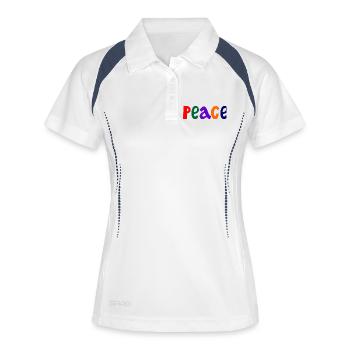 Colored letters with the word peace "Peace" - Women's Polo breathable - white/navy - Front