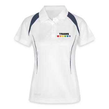 Regenbogenherzchen Trans schwarz - Frauen Polo atmungsaktiv - Weiß/Navy - Vorne