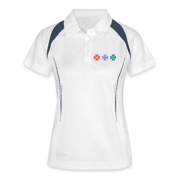 FLEUR. FLOWER. NATURE. ECOLOGIE. BONHEUR. ZEN - Polo respirant Femme - blanc/marine - Devant