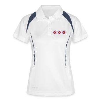 FLEUR. FLOWER. NATURE. ECOLOGIE. BONHEUR. ZEN - Polo respirant Femme - blanc/marine - Devant