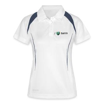 Ich Liebe Die Erde - Frauen Polo atmungsaktiv - Weiß/Navy - Vorne