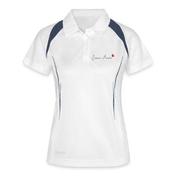 NOËL. ANNEE. ANNIVERSAIRE. RETRAITE. PAPA. MAMAM. - Polo respirant Femme - blanc/marine - Devant