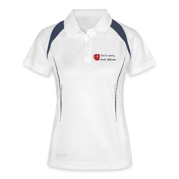 Don t worry drink Glüwein - Frauen Polo atmungsaktiv - Weiß/Navy - Vorne