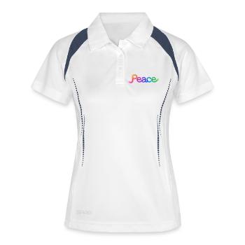 Lettrage de paix coloré en forme de flèche - Polo respirant Femme - blanc/marine - Devant