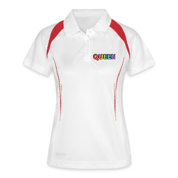 KÖNIGIN REGENBOGEN - Frauen Polo atmungsaktiv - Weiß/Navy - Vorne