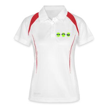 Alien Face 3 Breitaugen - Frauen Polo atmungsaktiv - Weiß/Navy - Vorne