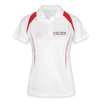 Zu Cool Für Papa Zu Jung Für Opa - Frauen Polo atmungsaktiv - Weiß/Navy - Vorne