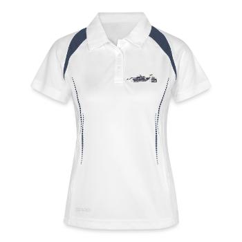 Ukrainesche Traktorenbrigade - Frauen Polo atmungsaktiv - Weiß/Navy - Vorne